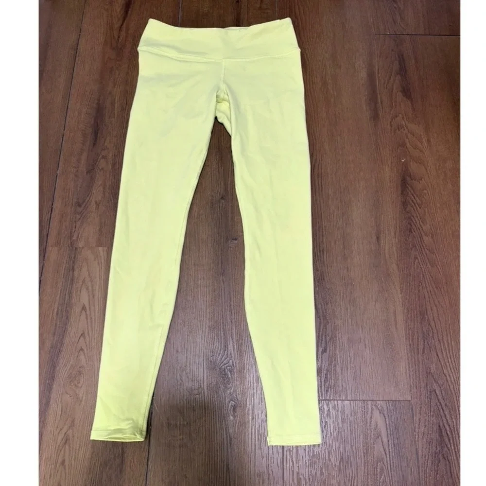 Alo Yoga XS High Waist Airbrush Leggings Neon Yellow Chartreuse Full Length